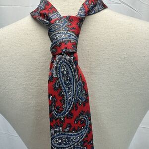 Christian Dior Tie Silk French Paisley Vtg 3.2”x55.5” Red Blue
